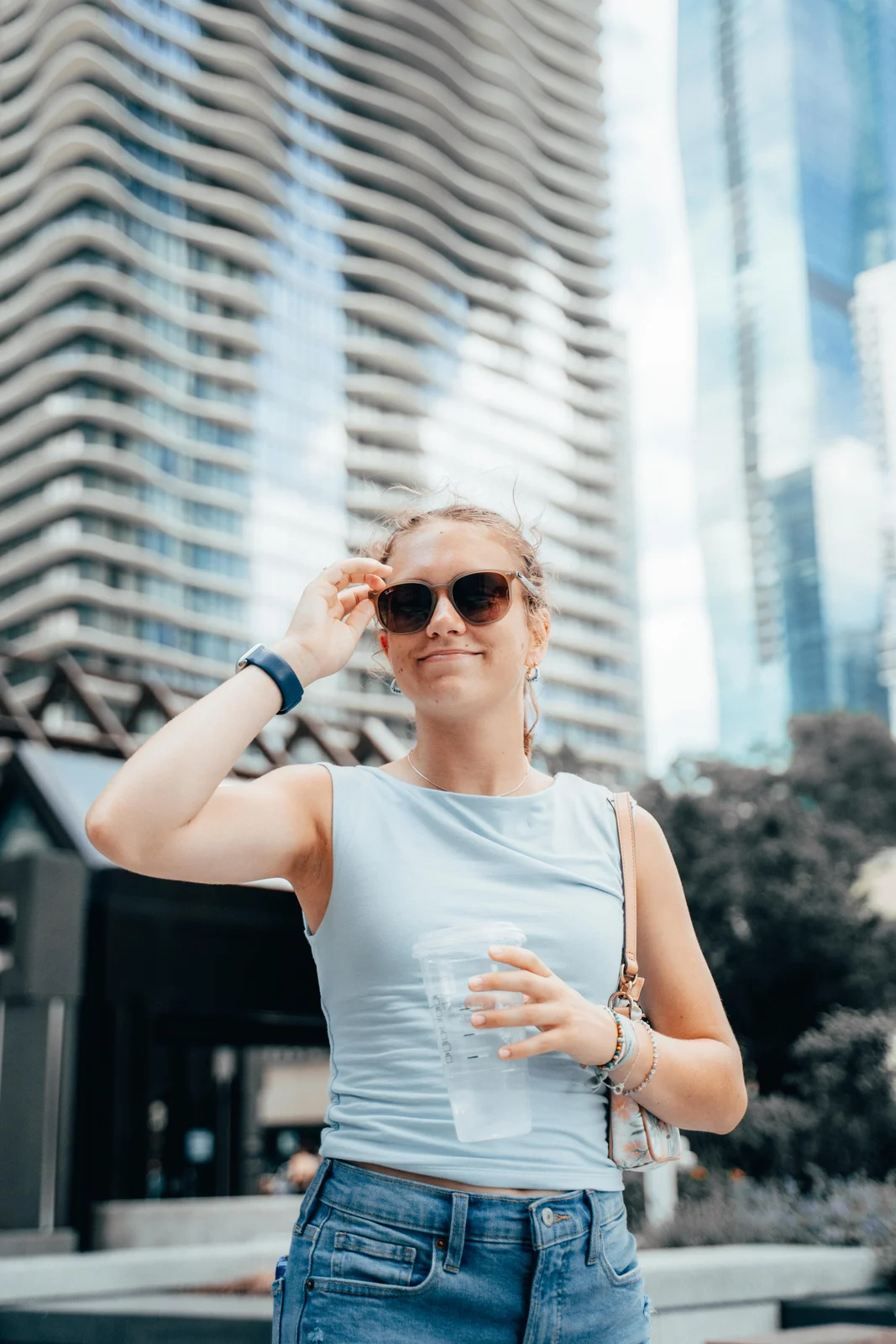 Portrait of a woman in a city street